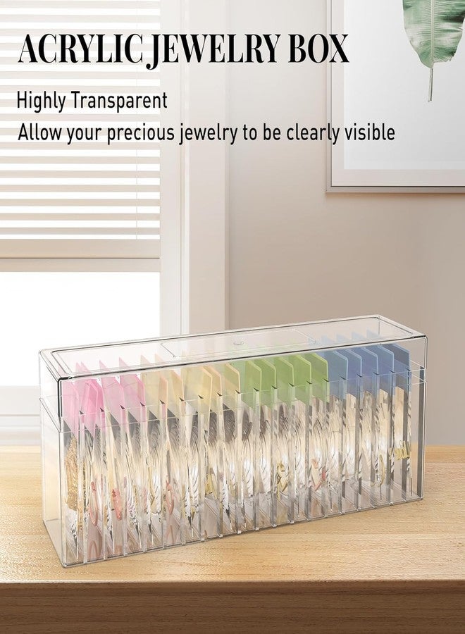 LOOKMINT Acrylic Jewelry Box Organizer, Clear Storage Jewelry Case with 20 Portable Anti Tarnish Jewelry Bags for Rings/Earrings/Necklaces, Good Gift for Women Girls(Clear) - Image 4