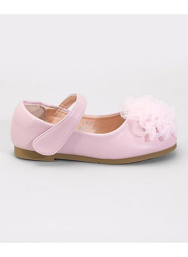Mark & Mia Mark & Mia Floral Embellished Velcro Closure Ballerinas - Pink