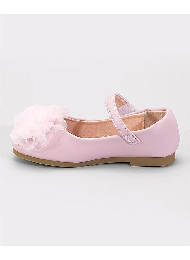Mark & Mia Mark & Mia Floral Embellished Velcro Closure Ballerinas - Pink