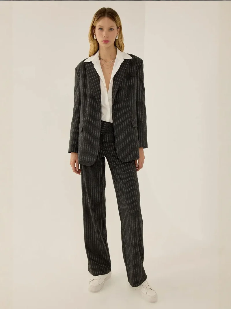 Hiccup Grey Reece Pin Stripe Blazer for Women | Best Price UAE