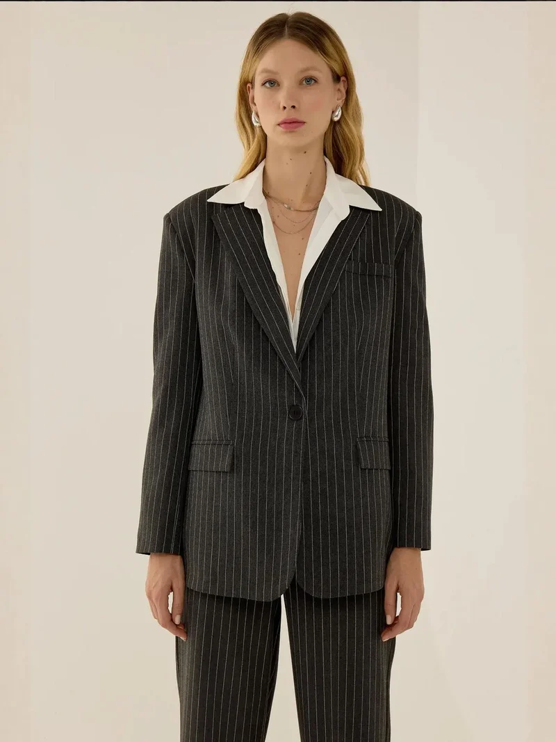 Hiccup Grey Reece Pin Stripe Blazer for Women | Best Price UAE