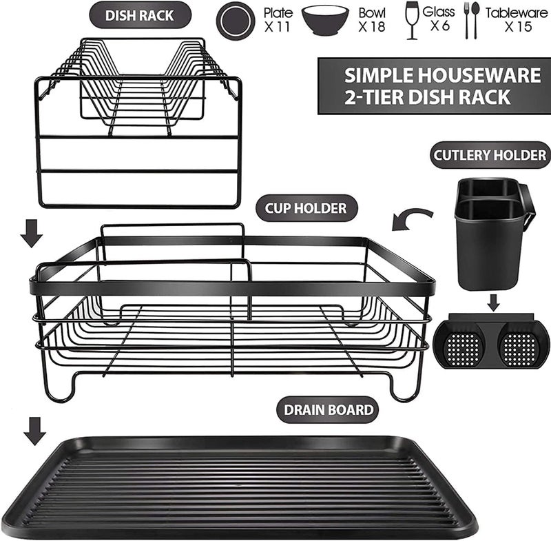 S2C Dish Rack Dish Drying Stand Dish Drainer Plate Rack Dish rake Kitchen Organizer Dish Drying Rack Countertop Large Antibacterial Kitchen Utensils Dish racks Dish Stand (STYLE A) - Image 3