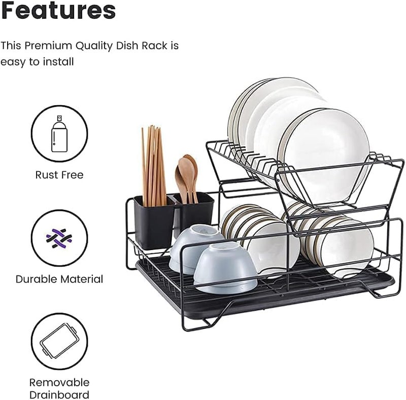 S2C Dish Rack Dish Drying Stand Dish Drainer Plate Rack Dish rake Kitchen Organizer Dish Drying Rack Countertop Large Antibacterial Kitchen Utensils Dish racks Dish Stand (STYLE A) - Image 4