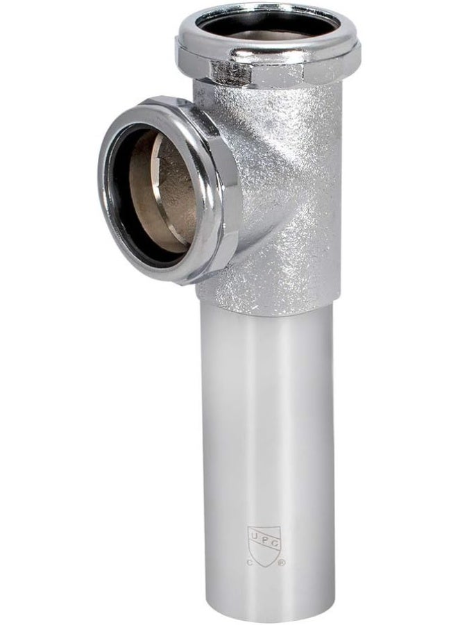 EZ-Flo EZ-FLO 22-Gauge Cast Brass End Outlet Tee for Tubular Drain Applications, 1-1/2 Inch Tee with Baffle, Slip Joint Connection, Chrome, 35134 - Image 1