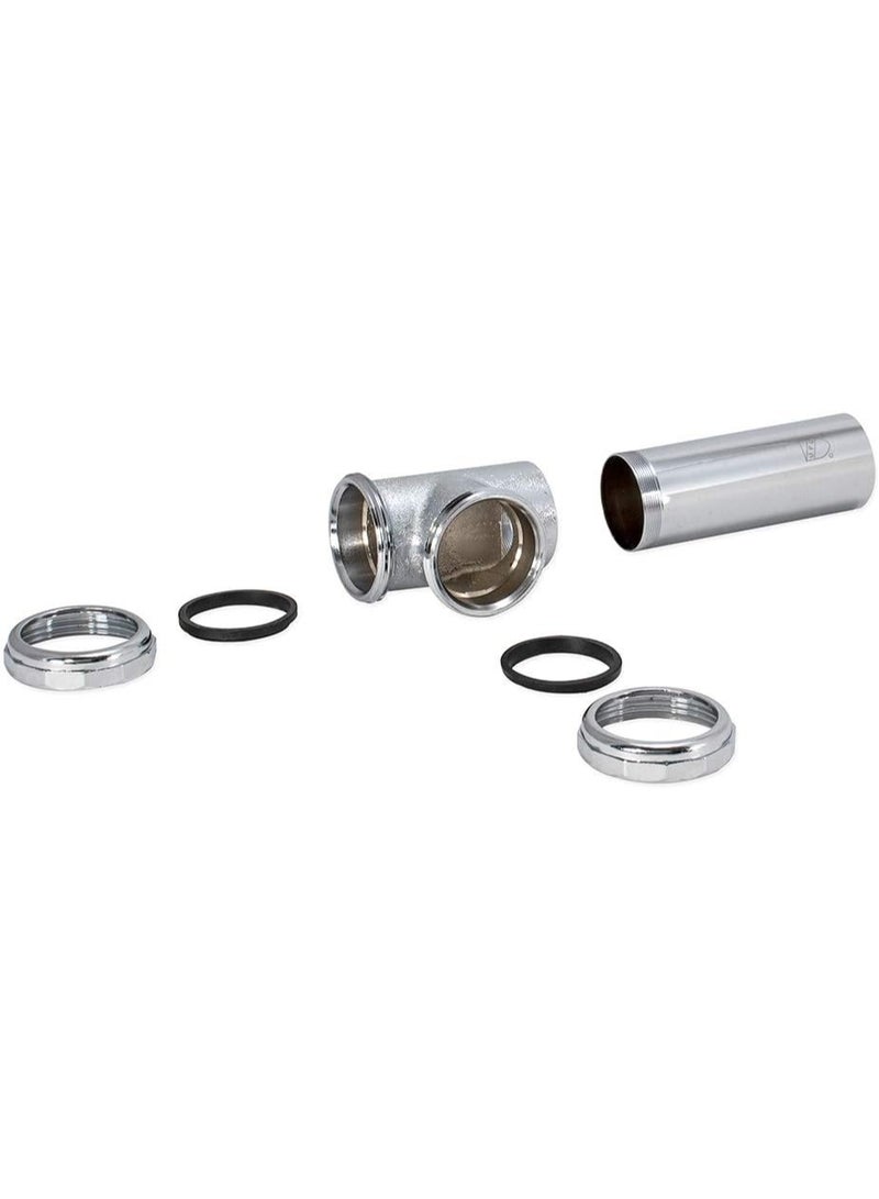 EZ-Flo EZ-FLO 22-Gauge Cast Brass End Outlet Tee for Tubular Drain Applications, 1-1/2 Inch Tee with Baffle, Slip Joint Connection, Chrome, 35134 - Image 2