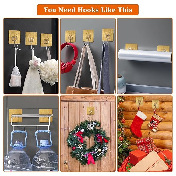 Dhakshy Adhesive Hooks Heavy Duty Large Plastic Hooks Self Adhesive Waterproof for Home Kitchen Bathroom Office Hooks10 PCS - Image 5