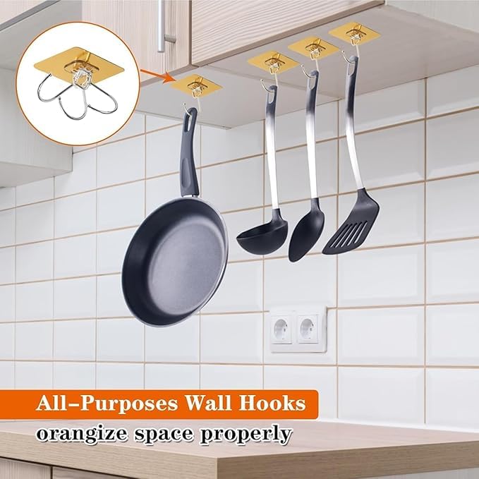 Dhakshy Adhesive Hooks Heavy Duty Large Plastic Hooks Self Adhesive Waterproof for Home Kitchen Bathroom Office Hooks10 PCS - Image 3
