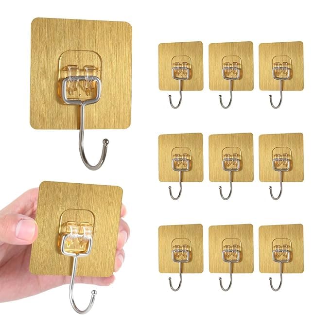 Dhakshy Adhesive Hooks Heavy Duty Large Plastic Hooks Self Adhesive Waterproof for Home Kitchen Bathroom Office Hooks10 PCS - Image 1