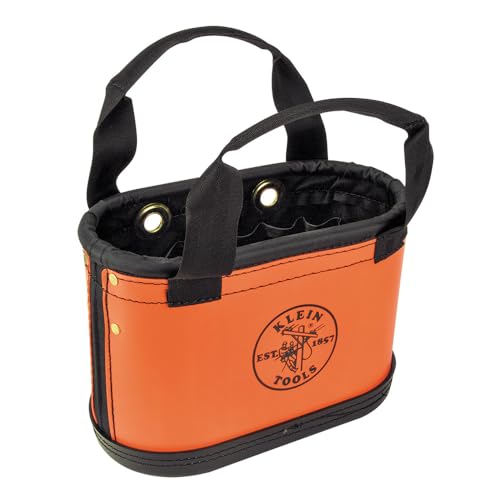 Klein Tools 5144HBS HardBody Bucket Oval Tool Bucket Organizer with Knife Sheath and 14 Other Pockets OrangeBlack - Image 1