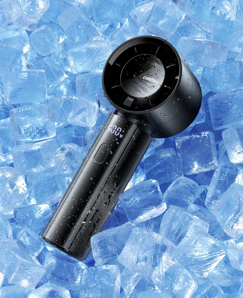 coldSky Portable Handheld Turbo Fan, 4000mAh Rechargeable High Speed Personal Fan With 5 Speeds, Small Cooling Fans With Digital Display For Women Outdoor, Travel, Vacation - Image 1