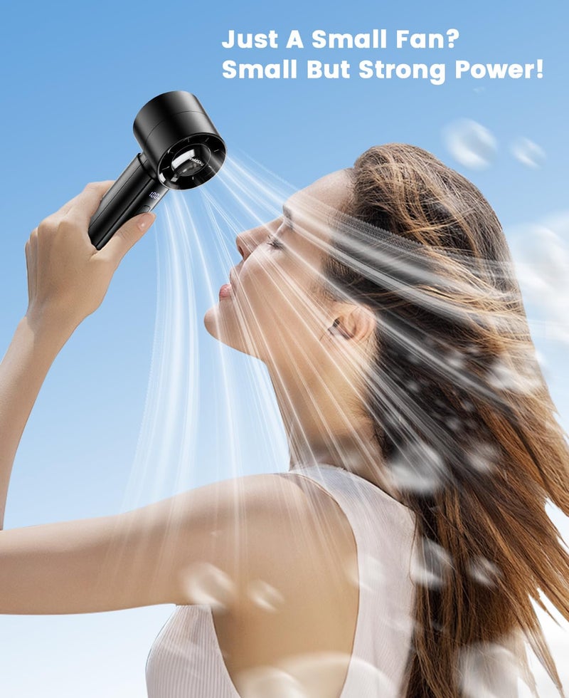 coldSky Portable Handheld Turbo Fan, 4000mAh Rechargeable High Speed Personal Fan With 5 Speeds, Small Cooling Fans With Digital Display For Women Outdoor, Travel, Vacation - Image 2