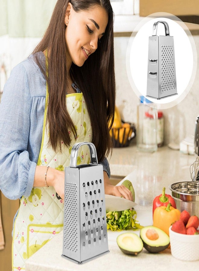 HEMOTON Cheese Slicer Stainless Steel Box Grater 4 Sided Cheese Grater Vegetables Slicer Fruit Shredder Zester with Grip Handle Kitchen Gadgets for Potato Ginger Food 6 Inch Butter Grater - Image 5