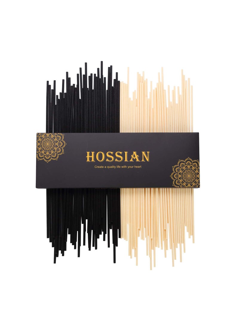 HOSSIAN HOSSIAN Reed Diffuser Sticks  Reed diffusersReed Sticks Diffuser Glass BottlesDiffuser Refills Natural Rattan Wood Replacement for Aroma Fragrance 10 Black and Beige 