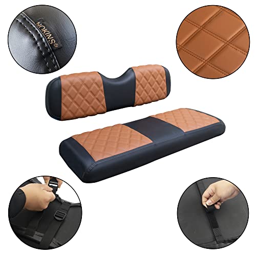 NOKINS Golf Cart Seat Covers Fit Club Car Precedent/DS/EZGO RXV/TXT/Yamaha Drive Aftermarket Standard Rear Seat Cushion, No Stapler, Multiple Colors&Breathable (Brown&Black) - Image 3