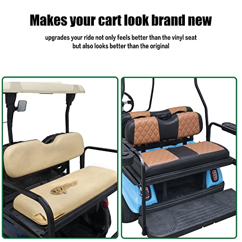 NOKINS Golf Cart Seat Covers Fit Club Car Precedent/DS/EZGO RXV/TXT/Yamaha Drive Aftermarket Standard Rear Seat Cushion, No Stapler, Multiple Colors&Breathable (Brown&Black) - Image 4