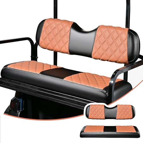 NOKINS Golf Cart Seat Covers Fit Club Car Precedent/DS/EZGO RXV/TXT/Yamaha Drive Aftermarket Standard Rear Seat Cushion, No Stapler, Multiple Colors&Breathable (Brown&Black) - Image 1