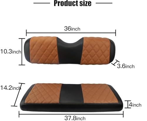 NOKINS Golf Cart Seat Covers Fit Club Car Precedent/DS/EZGO RXV/TXT/Yamaha Drive Aftermarket Standard Rear Seat Cushion, No Stapler, Multiple Colors&Breathable (Brown&Black) - Image 5