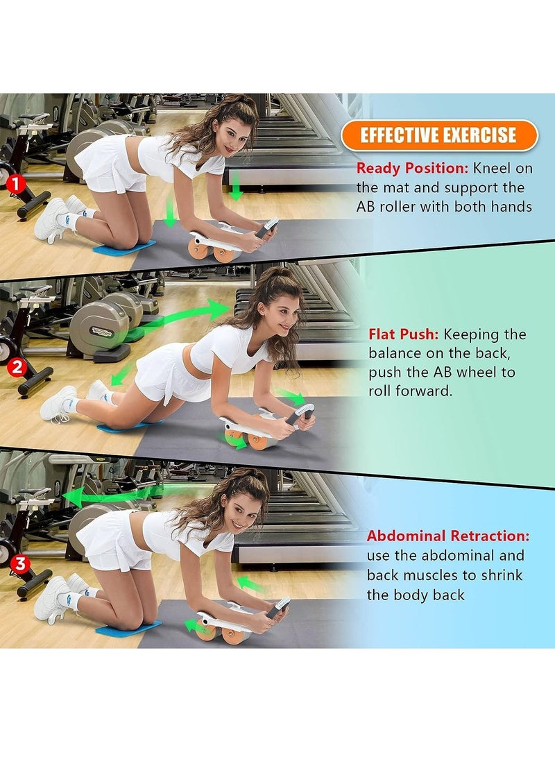 Rabos Abs Roller Wheel with Timer, New Upgrade Automatic Rebound Abdominal Exercise Wheel for Newbies, with Knee Mat for Body Fitness Strength Training Home Gym - Image 2