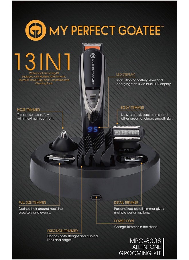 My Perfect Goatee - Y Perfect Goatee® 13In1 Adjustable Beard Trimmer & Goatee Shaving Template For Men Cordless Beard Grooming Kit For Detailed Or Precise Trim W/Led Battery Charge Indicator - Image 1