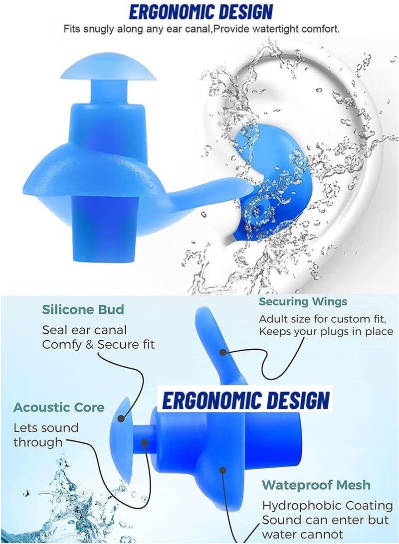 Generic Premium Quality Silicone Swimming Ear Plugs for Swimming, Snorkeling, Scuba Diving, Showering, Surfing and Other Water Sports, Suitable for Kids and Adults, 2 Pc Swimming Earplugs With Storing Case  - Image 3