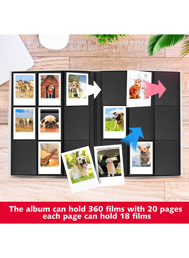 ألبوم صور بجيب 360 لكاميرا Fujifilm Instax Mini، وكاميرا Polaroid Snap PIC-300 Z2300 الفورية باللون الأسود