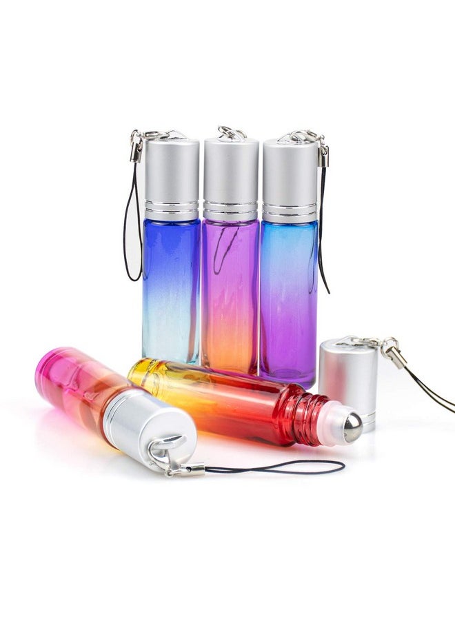 Foraineam 24 Pack 10Ml Roller Bottles Gradient Color Glass Essential Oil Roller Bottle With Stainless Steel Roller Ball And Silver Hanging Lid  - Image 2