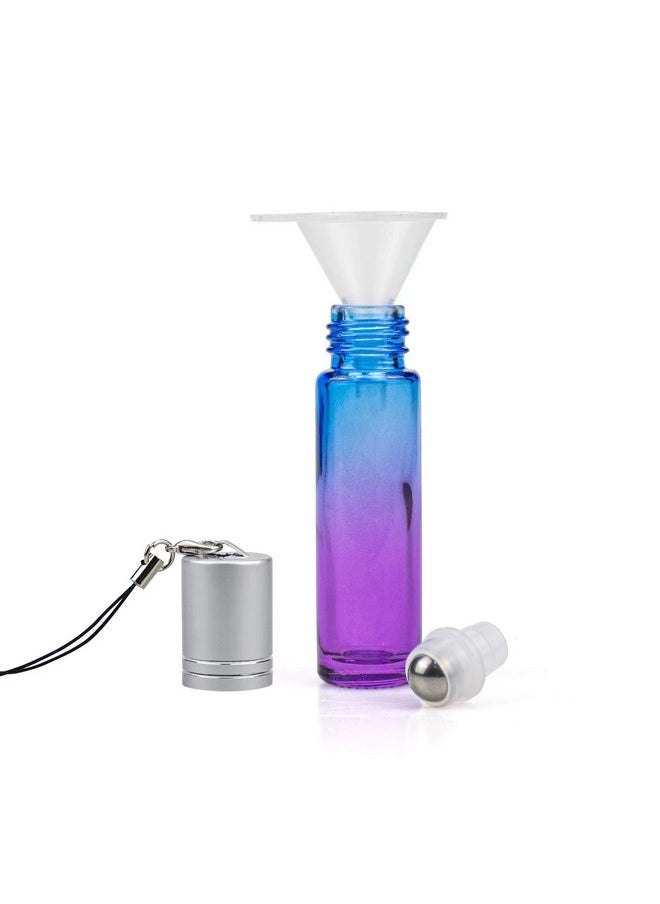 Foraineam 24 Pack 10Ml Roller Bottles Gradient Color Glass Essential Oil Roller Bottle With Stainless Steel Roller Ball And Silver Hanging Lid  - Image 3