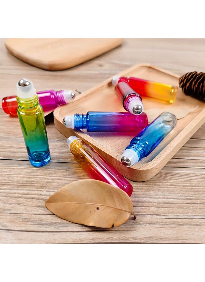 Foraineam 24 Pack 10Ml Roller Bottles Gradient Color Glass Essential Oil Roller Bottle With Stainless Steel Roller Ball And Silver Hanging Lid  - Image 5