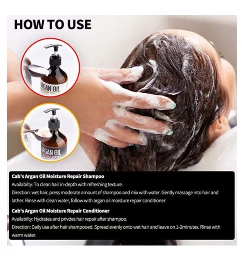 Cab's Argan Oil Moisture Repair Conditioner 500ml(16.9 Fl Oz) Paraben & Sulfate Free For All Hair Types - Image 5
