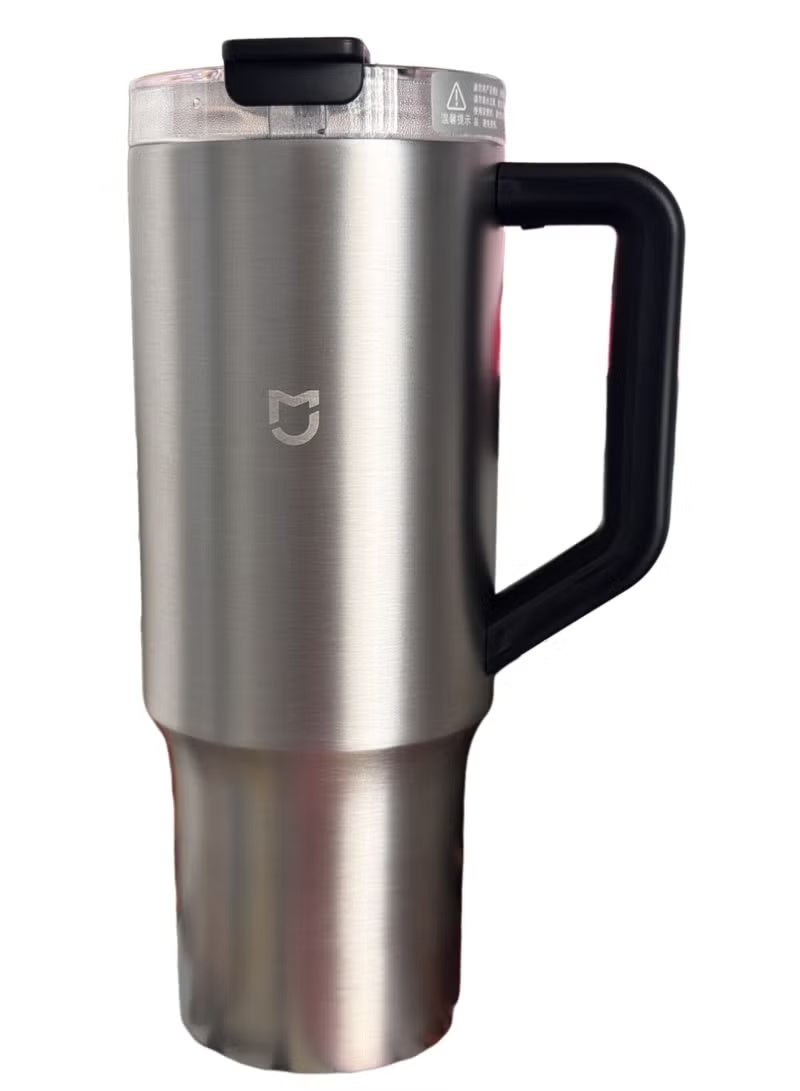 Xiaomi Straw Mug Cup,316L Stainless Steel Thermos Cup with Handle 1L Large Capacity for Sports Car Travel-Grey - Image 3