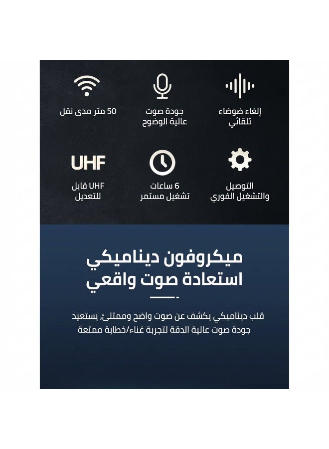 نظام الميكروفون اللاسلكي الاحترافي ZFSZ SKM9000 ثنائي التردد UHF مع ترددات قابلة للتعديل، ومستقبل قابل لإعادة الشحن، وميكروفون بشبكة معدنية، مخصص للكاريوكي والمناسبات والكنائس - Image 3