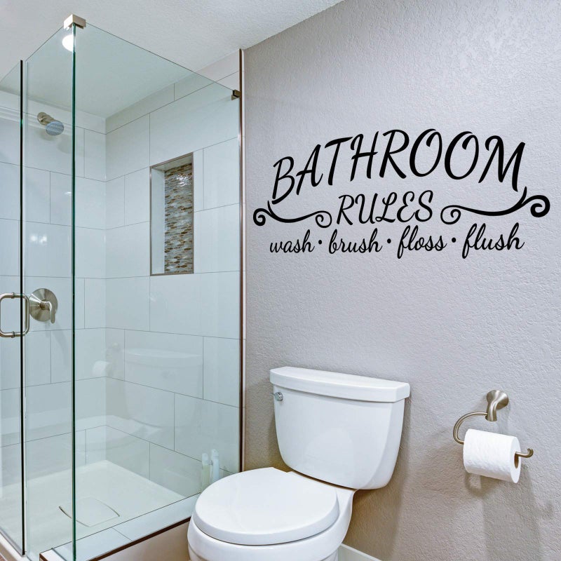 Zonon 2 Bathroom Decals Sticker Soak Relax Enjoy Toilet Rules Decor Vinyl Quote Decor for Home(Simple Style,Black) - Image 2