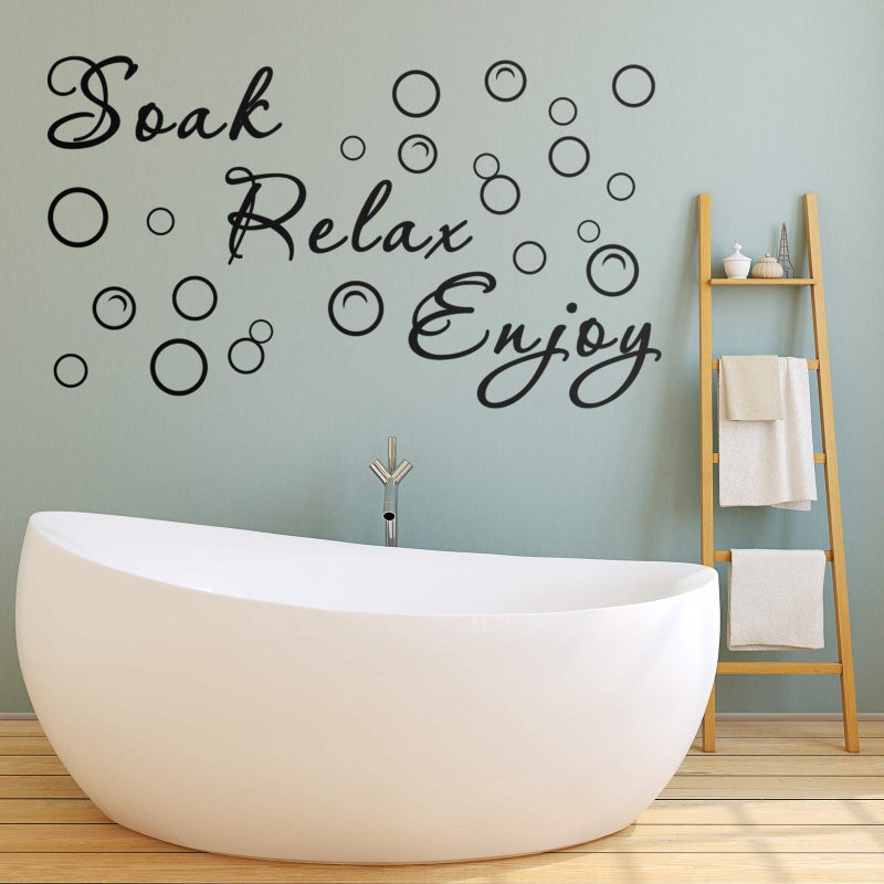 Zonon 2 Bathroom Decals Sticker Soak Relax Enjoy Toilet Rules Decor Vinyl Quote Decor for Home(Simple Style,Black) - Image 3