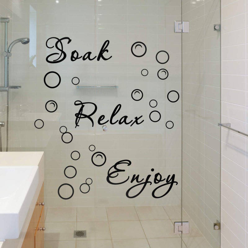 Zonon 2 Bathroom Decals Sticker Soak Relax Enjoy Toilet Rules Decor Vinyl Quote Decor for Home(Simple Style,Black) - Image 5