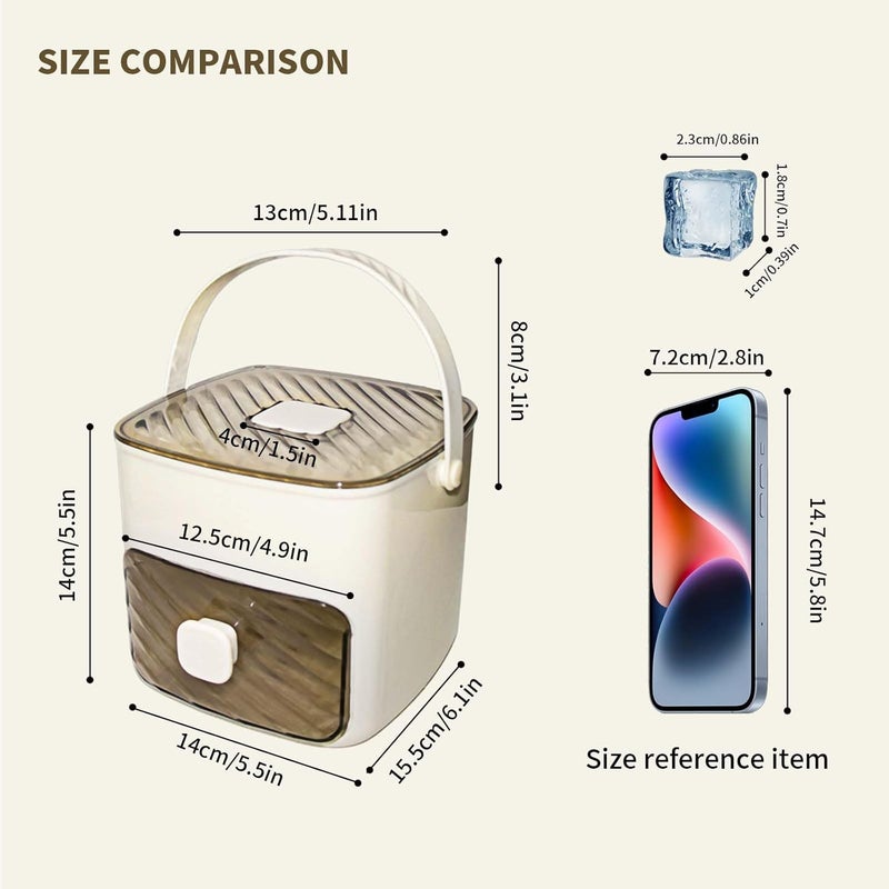 Ice Cube Tray with Storage Bin and Tweezers - 48 Grid Ice Maker for Cocktails and Beverages (White) - Image 4