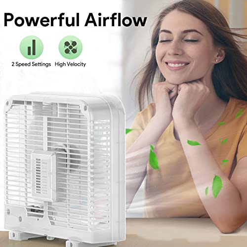 shinic 10" Tabletop Box Fan for Bedroom, 2 Speeds, Quiet Table Fans with Strong Airflow, Energy Efficient Small Box Fan, Portable Kitchen Exhaust Fans for Bedroom Bathroom Office Dorm Workshop, Black - Image 3