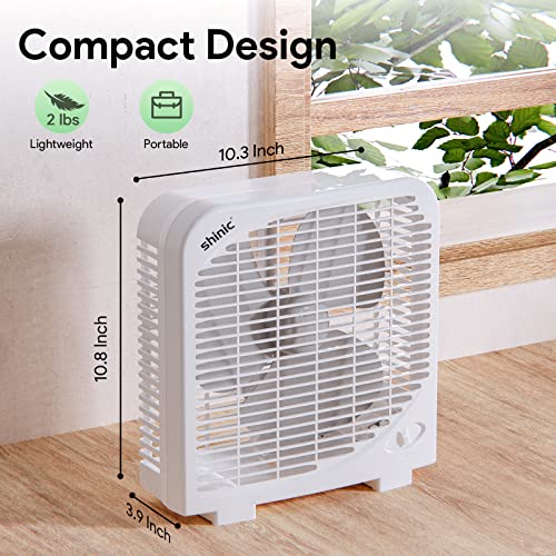shinic 10" Tabletop Box Fan for Bedroom, 2 Speeds, Quiet Table Fans with Strong Airflow, Energy Efficient Small Box Fan, Portable Kitchen Exhaust Fans for Bedroom Bathroom Office Dorm Workshop, Black - Image 2