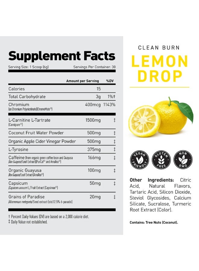 KAGED MUSCLE Kaged Clean Burn Powder 30 Servings (Lemon Drop) - Image 2