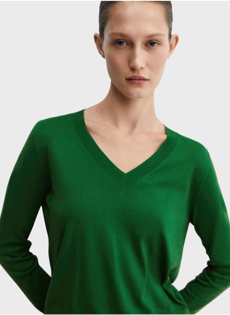 MANGO - V-Neck Knitted Sweaters - Image 1