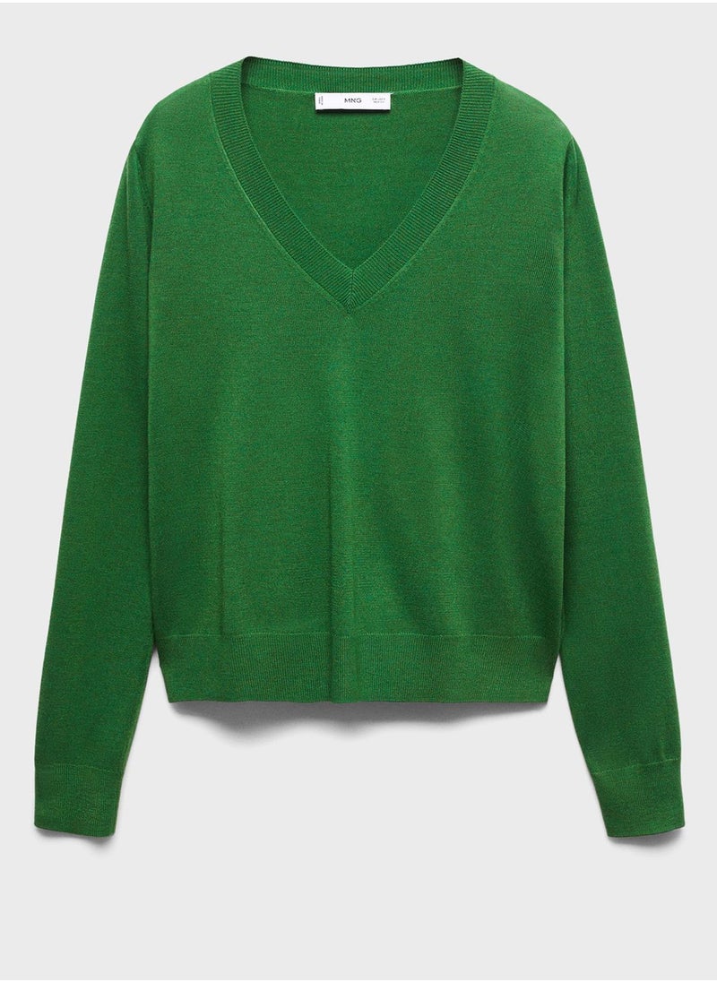 MANGO - V-Neck Knitted Sweaters - Image 1
