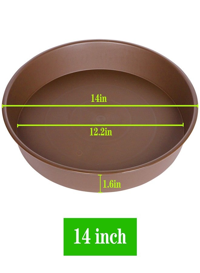 Bleuhome 2 Pack of 14 inch Plant Saucer, Heavy Duty Round Plant Trays for Pots, Plastic Plant Water Tray, Flower Plant Saucers for Indoors, Pot Drip Trays for Planter 12-14" (14", Chocolate) - Image 3