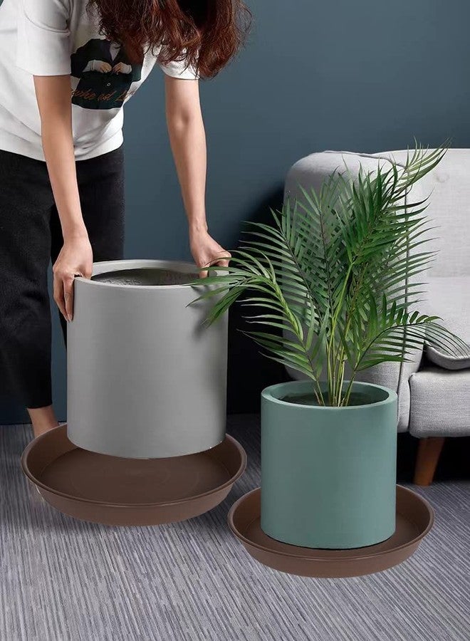 Bleuhome 2 Pack of 14 inch Plant Saucer, Heavy Duty Round Plant Trays for Pots, Plastic Plant Water Tray, Flower Plant Saucers for Indoors, Pot Drip Trays for Planter 12-14" (14", Chocolate) - Image 4