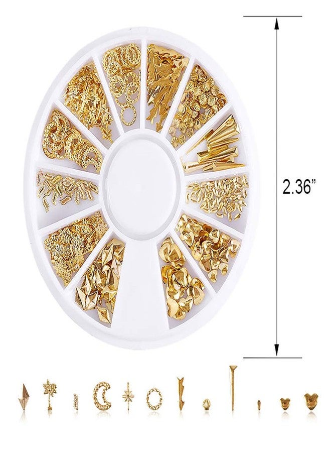SILPECWEE 6 Boxes 3D Nail Art Decoration Metal Nail Studs Mix-Color Nail Charms Geometry Shaped Star Moon Manicure Kit With 1Pc Tweezers And Picker Pencil - Image 2