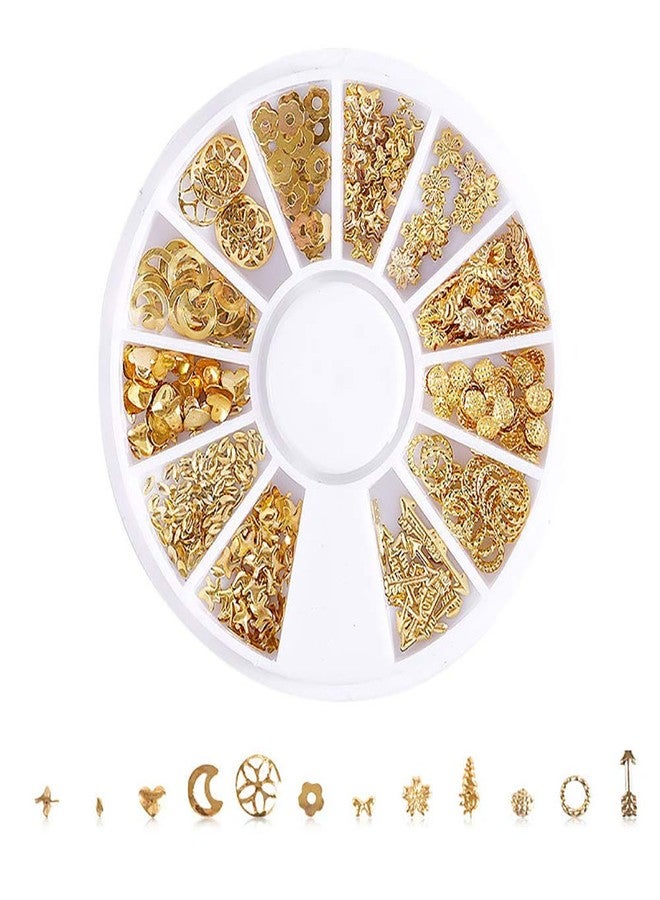 SILPECWEE 6 Boxes 3D Nail Art Decoration Metal Nail Studs Mix-Color Nail Charms Geometry Shaped Star Moon Manicure Kit With 1Pc Tweezers And Picker Pencil - Image 3