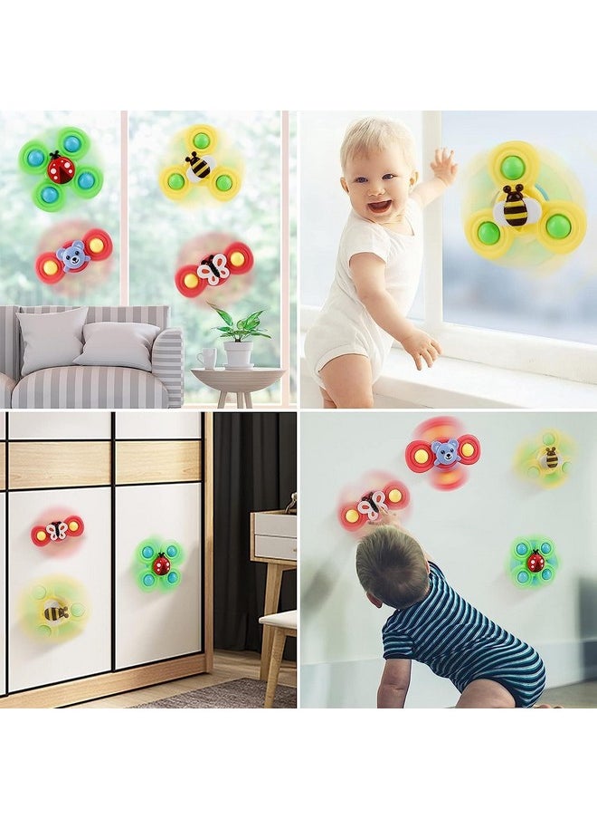 Galaxy Hi-Tech Galaxy Hi-Tech Baby Bath Toys for Kids - 3 PCS Insect Suction Cup Bath Toy for Baby Boys Girls, Waterproof Suction Cup Spinning Top Rotating Learning Toy Sticks to Smooth Surface Return Gift for Kids  - Image 2