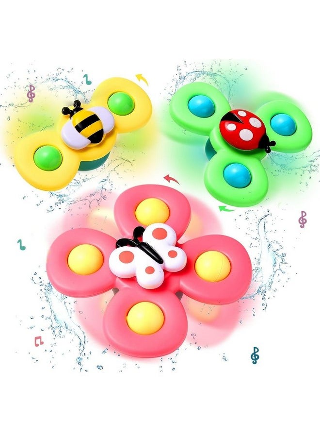 Galaxy Hi-Tech Galaxy Hi-Tech Baby Bath Toys for Kids - 3 PCS Insect Suction Cup Bath Toy for Baby Boys Girls, Waterproof Suction Cup Spinning Top Rotating Learning Toy Sticks to Smooth Surface Return Gift for Kids  - Image 1