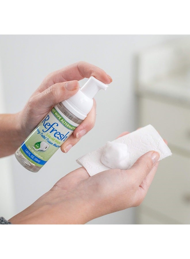 Refresh Liquid Wipe : Toilet Paper Foam. Eco-Friendly Flushable Wet Wipe Alternative. Cleanses and Soothes with Witch Hazel and Aloe. Plumbing and Septic Safe. 50ml (1.69 Fl Oz) – 3 Pack.… - Image 3