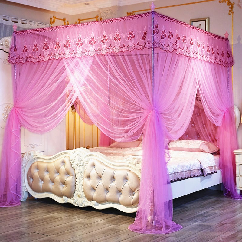 Mosquito Net Household Encrypted Net Gauze Thickened Bracket Three-Door 1.5M/1.8M Floor-Standing Palace Princess Net - Image 3