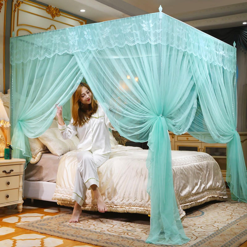Mosquito Net Household Encrypted Net Gauze Thickened Bracket Three-Door 1.5M/1.8M Floor-Standing Palace Princess Net - Image 1