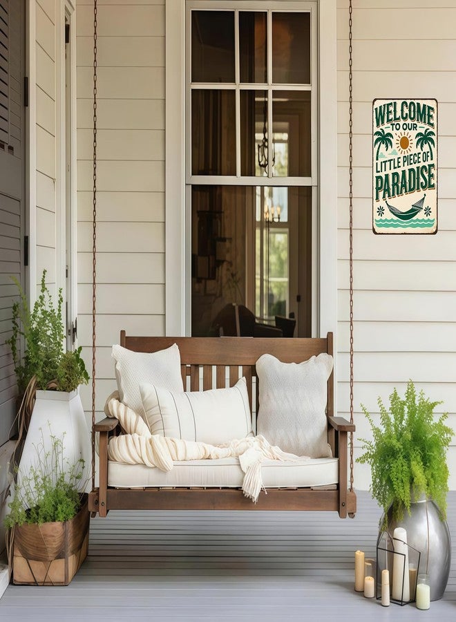 FunnySign Welcome to Our Little Piece of Paradise Vintage Tin Sign for Outdoor Porch Patio Garden Bar Decor 8x12 Inch(3991) - Image 4